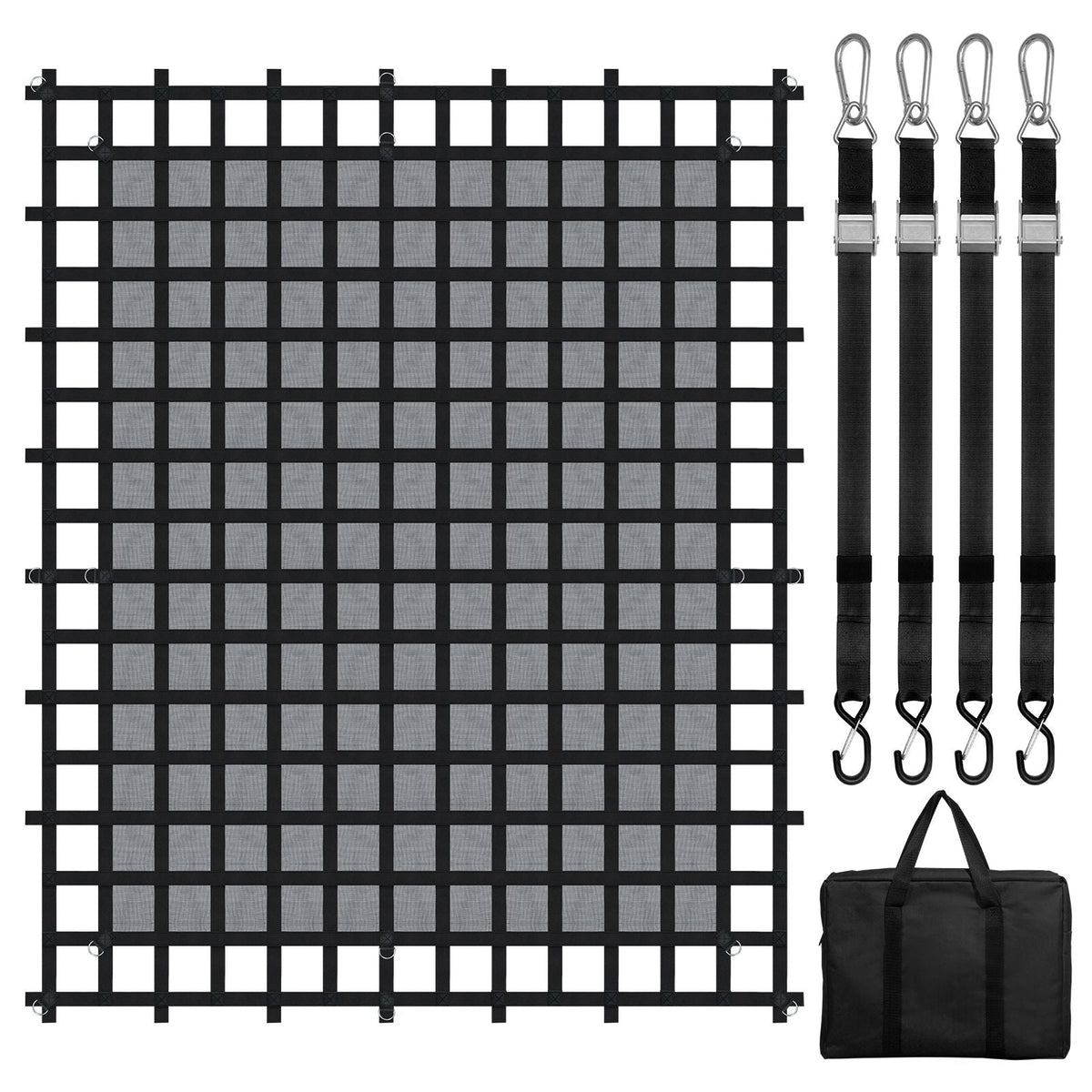 Cargo Net, 120 in x 105 in, Heavy Duty Truck Cargo Net for Truck Bed, 4 Adjustable Straps with Carabiners & S-Hooks, Wear-resistant & Weather-proof, Suitable for Pickup, Truck, Jeep, SUV, Boat