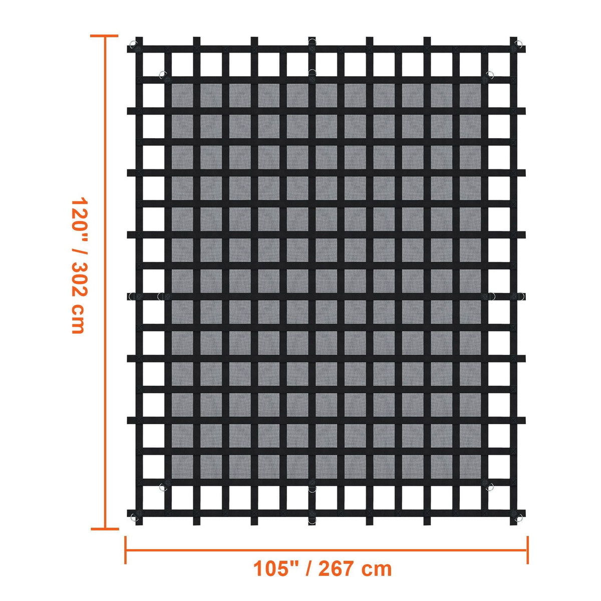 Cargo Net, 120 in x 105 in, Heavy Duty Truck Cargo Net for Truck Bed, 4 Adjustable Straps with Carabiners & S-Hooks, Wear-resistant & Weather-proof, Suitable for Pickup, Truck, Jeep, SUV, Boat