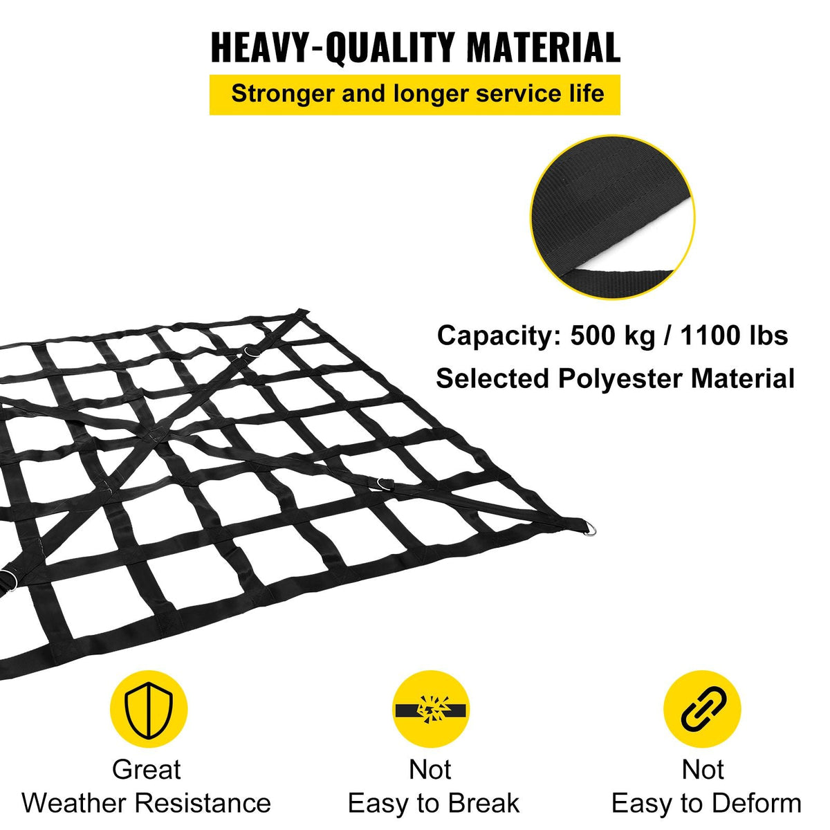 Cargo Net, 4.2\' x 5.5\' Cargo Net for Pickup Truck Bed, Heavy Duty Cargo Nets with Cam Buckles & S-Hooks & Cross Strap, Truck Bed Cargo Net for Trailer SUV Roof Rack (50\" x 66\")