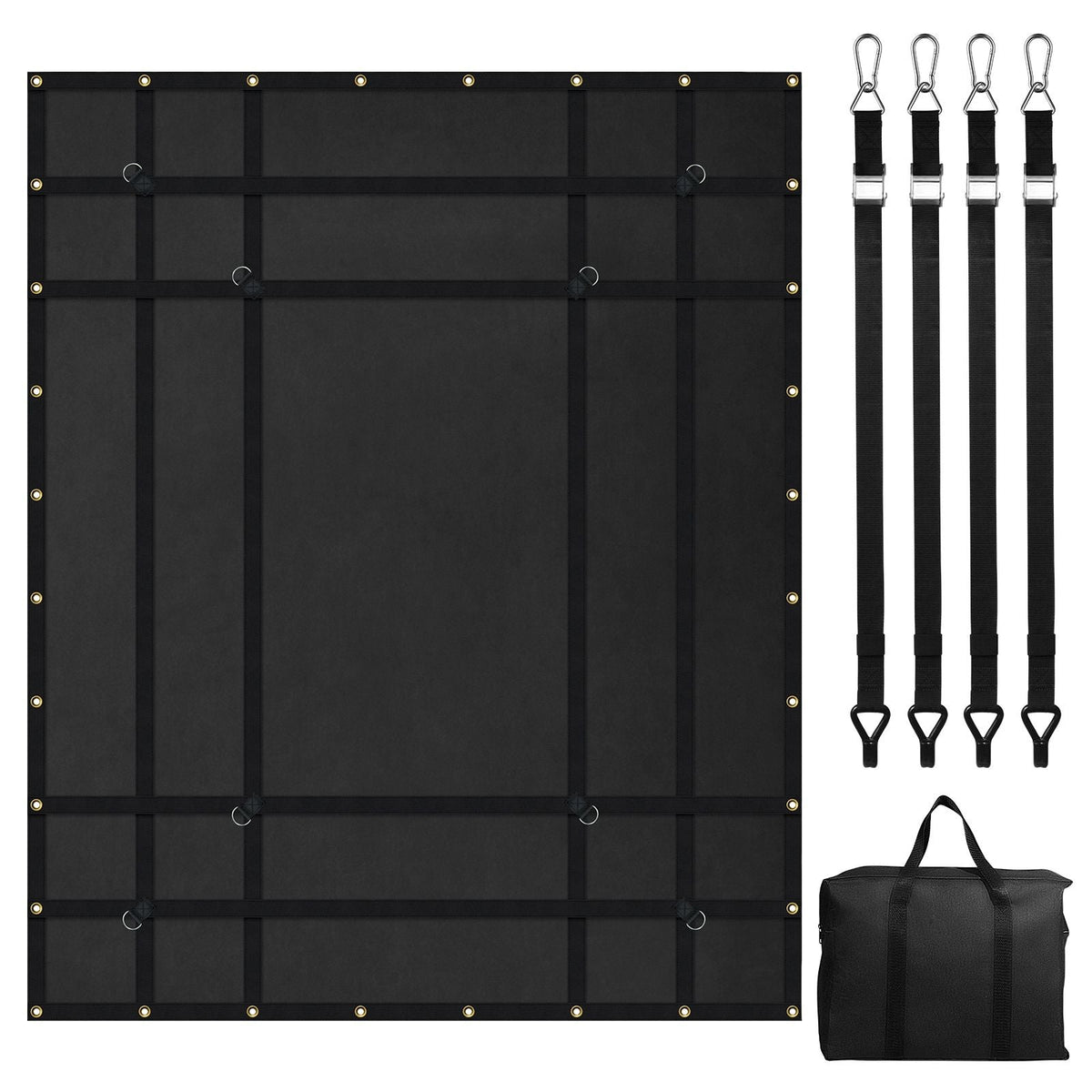 Cargo Net, 72 in x 57 in, Heavy Duty Truck Cargo Net for Truck Bed, 4 Adjustable Straps with Carabiners and Rubber Coated Hooks, Durable, Suitable for Pickup, Jeep, Truck, SUV, Boat (Black)