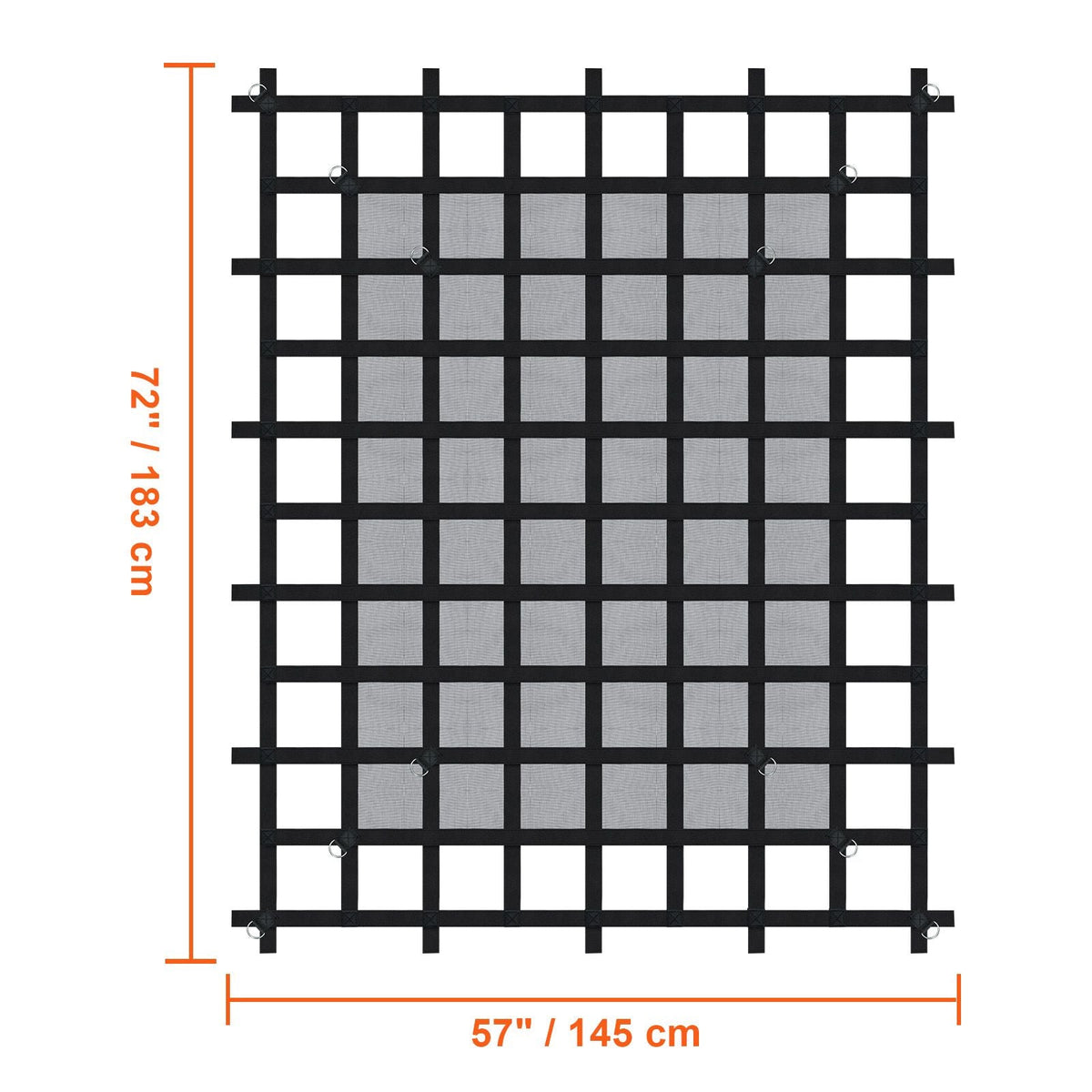 Cargo Net, 72 in x 57 in, Heavy Duty Truck Cargo Net for Truck Bed, 4 Adjustable Straps with Carabiners & S-Hooks, Wear-resistant & Weather-proof, Suitable for Pickup, Truck, Jeep, SUV, Boat