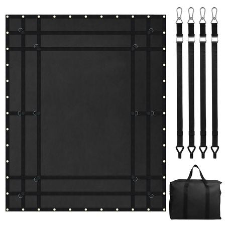 Cargo Net, 96 in x 81 in, Heavy Duty Truck Cargo Net for Truck Bed, 4 Adjustable Straps with Carabiners and Rubber Coated Hooks, Durable, Suitable for Pickup, Jeep, Truck, SUV, Boat (Black)