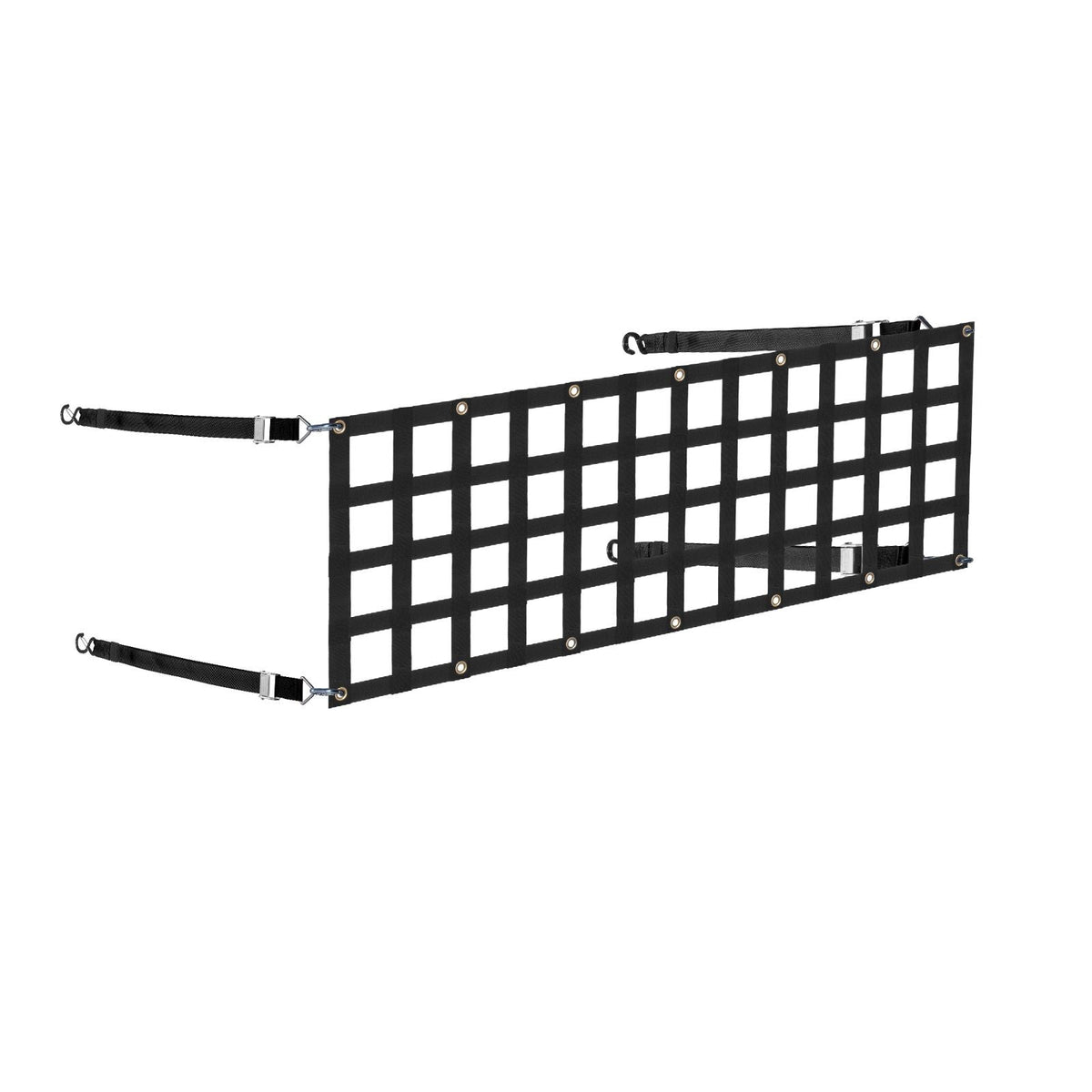Cargo Net, 96 in x 81 in, Heavy Duty Truck Cargo Net for Truck Bed, 4 Adjustable Straps with Carabiners and Rubber Coated Hooks, Durable, Suitable for Pickup, Jeep, Truck, SUV, Boat (Black)