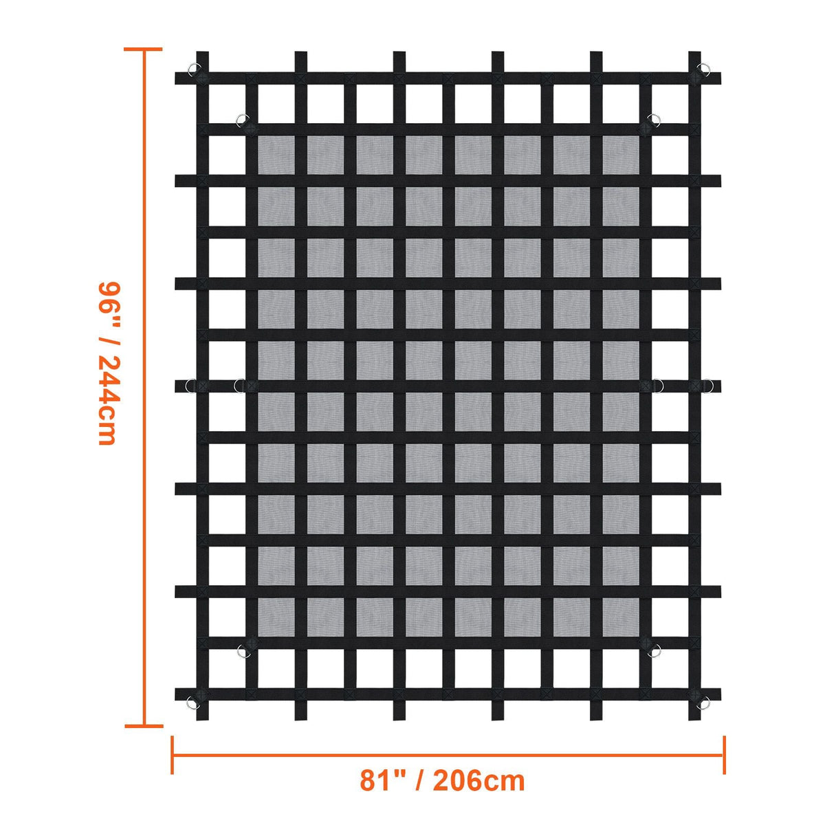 Cargo Net, 96 in x 81 in, Heavy Duty Truck Cargo Net for Truck Bed, 4 Adjustable Straps with Carabiners & S-Hooks, Wear-resistant & Weather-proof, Suitable for Pickup, Truck, Jeep, SUV, Boat