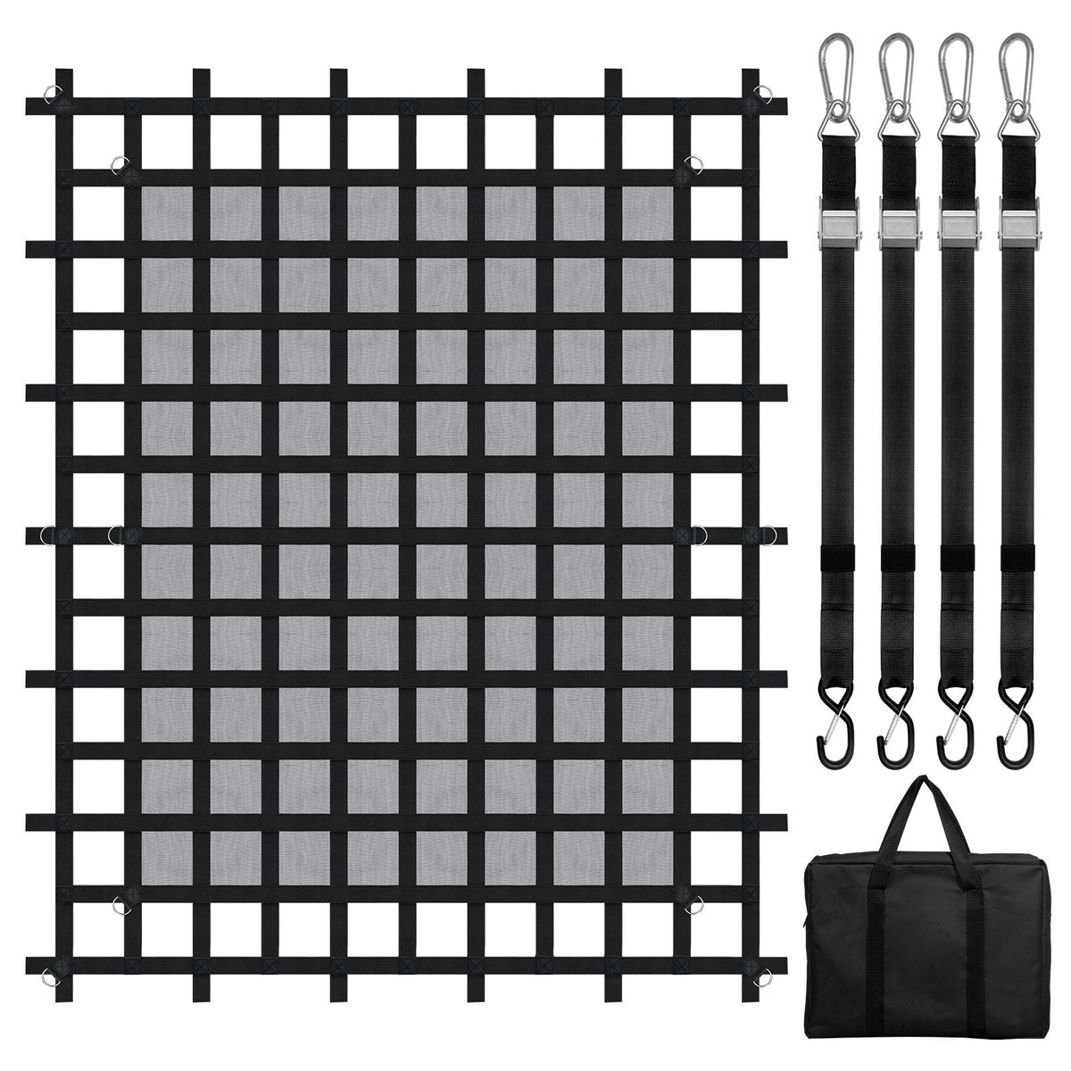 Cargo Net, 96 in x 81 in, Heavy Duty Truck Cargo Net for Truck Bed, 4 Adjustable Straps with Carabiners & S-Hooks, Wear-resistant & Weather-proof, Suitable for Pickup, Truck, Jeep, SUV, Boat