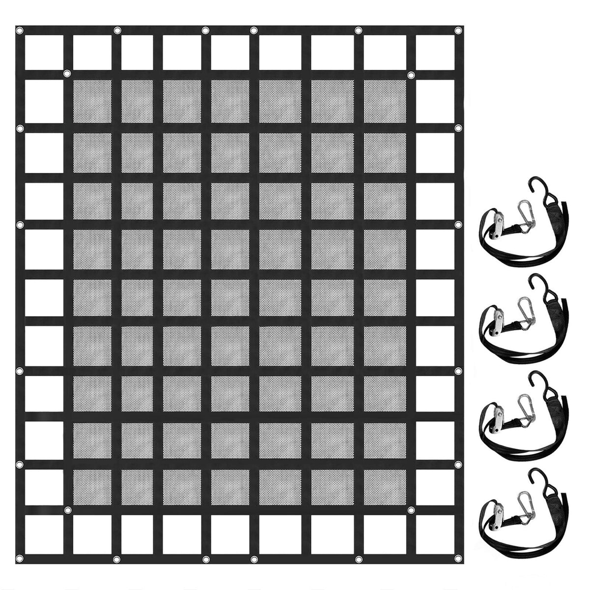 Cargo Net with Mesh, 8\' x 6.7\' Cargo Net for Pickup Truck Bed, Heavy Duty Cargo Nets with Cam Buckles & S-Hooks & Cross Strap, Truck Bed Cargo Net for Trailer SUV Jeeps(96\" x 80\")