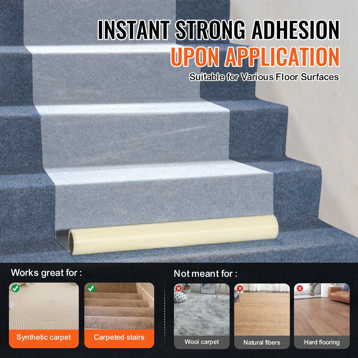 Carpet Protection Film, 24" x 100' Floor and Surface Shield with Self Adhesive Backing & Easy Installation, Polyethylene Adhesive Car Mat Protection Film Roll for Construction & Renovation