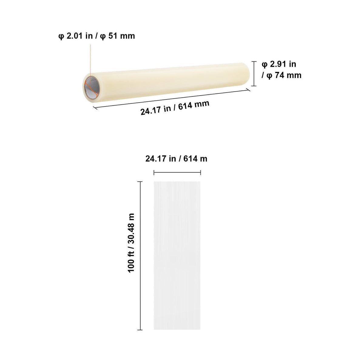 Carpet Protection Film, 24" x 100' Floor and Surface Shield with Self Adhesive Backing & Easy Installation, Polyethylene Adhesive Car Mat Protection Film Roll for Construction & Renovation