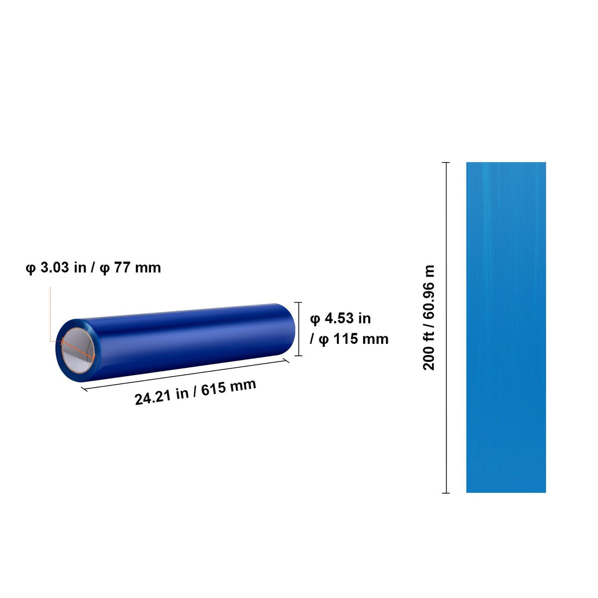 Carpet Protection Film, 24" x 200' Floor and Surface Shield with Self Adhesive Backing & Easy Installation, Polyethylene Adhesive Car Mat Protector Roll for Construction Renovation, Blue