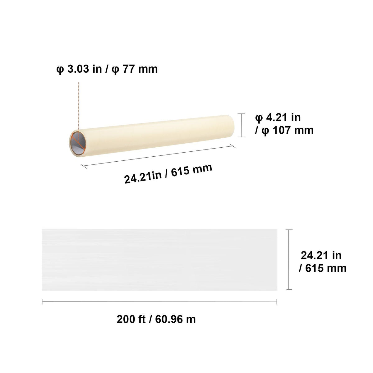 Carpet Protection Film, 24" x 200' Floor and Surface Shield with Self Adhesive Backing & Easy Installation, Polyethylene Adhesive Car Mat Protector Roll for Construction & Renovation