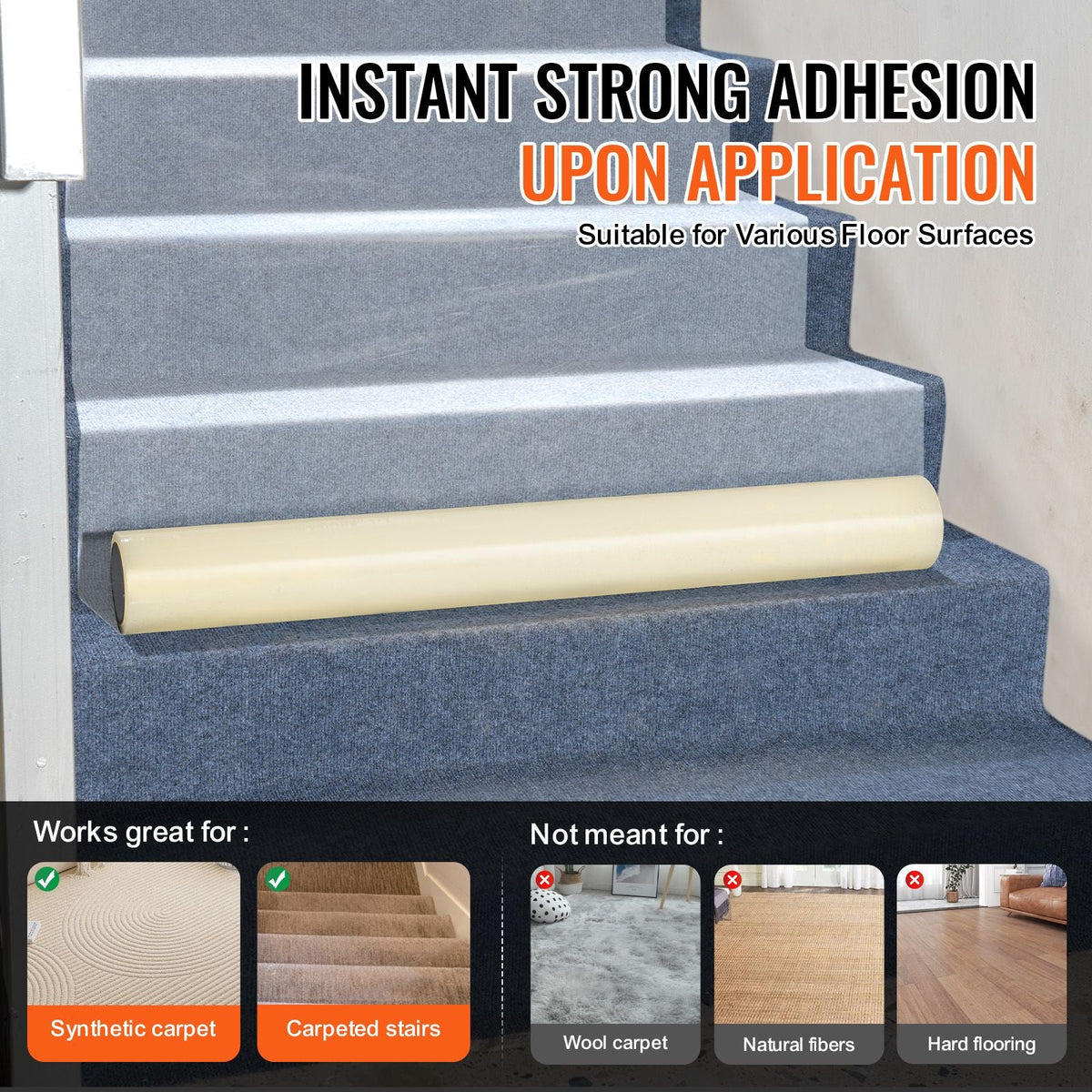 Carpet Protection Film, 36" x 200' Floor and Surface Shield with Self Adhesive Backing & Easy Installation, Polyethylene Adhesive Car Mat Protector Roll for Construction & Renovation