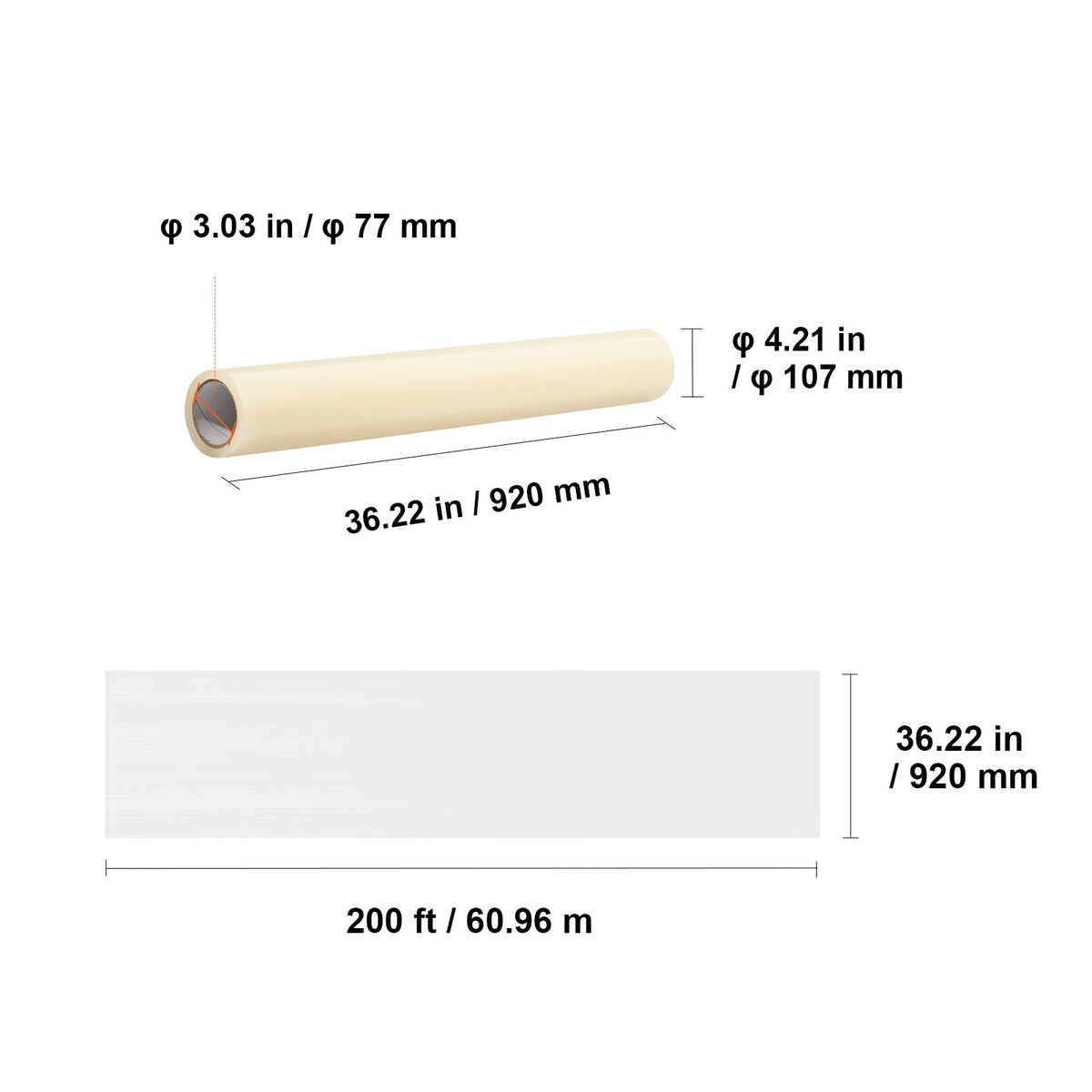 Carpet Protection Film, 36" x 200' Floor and Surface Shield with Self Adhesive Backing & Easy Installation, Polyethylene Adhesive Car Mat Protector Roll for Construction & Renovation