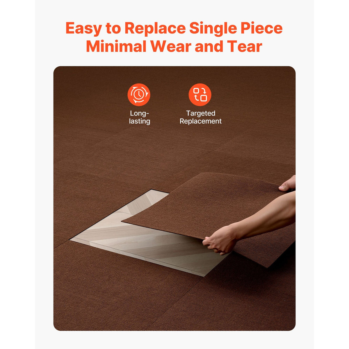 Carpet Tiles 24x24 inch, 20 Pack Peel and Stick Carpet Square Rug, Self Adhesive Commercial Floor Soft Padded for Seamless Cover 80sq.ft², Easy DIY Replacement for Living Room Office,Dark Brown