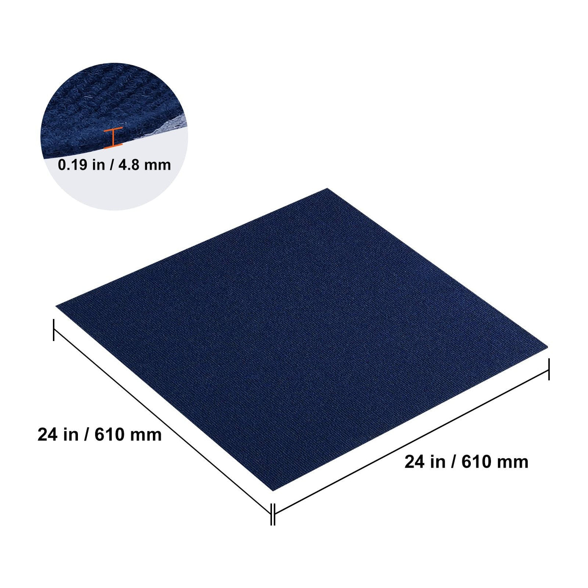 Carpet Tiles Peel and Stick, 24' x 24' Squares Self Adhesive Carpet Floor Tile, Soft Padded Carpet Tiles, Easy Install DIY for Bedroom Living Room Indoor Outdoor (15Tiles, Dark Blue)