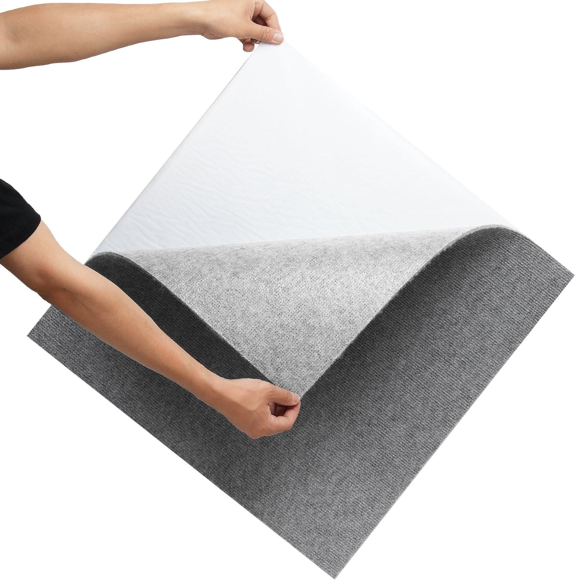 Carpet Tiles Peel and Stick, 24' x 24' Squares Self Adhesive Carpet Floor Tile, Soft Padded Carpet Tiles, Easy Install DIY for Bedroom Living Room Indoor Outdoor (9Tiles, Light Gray)