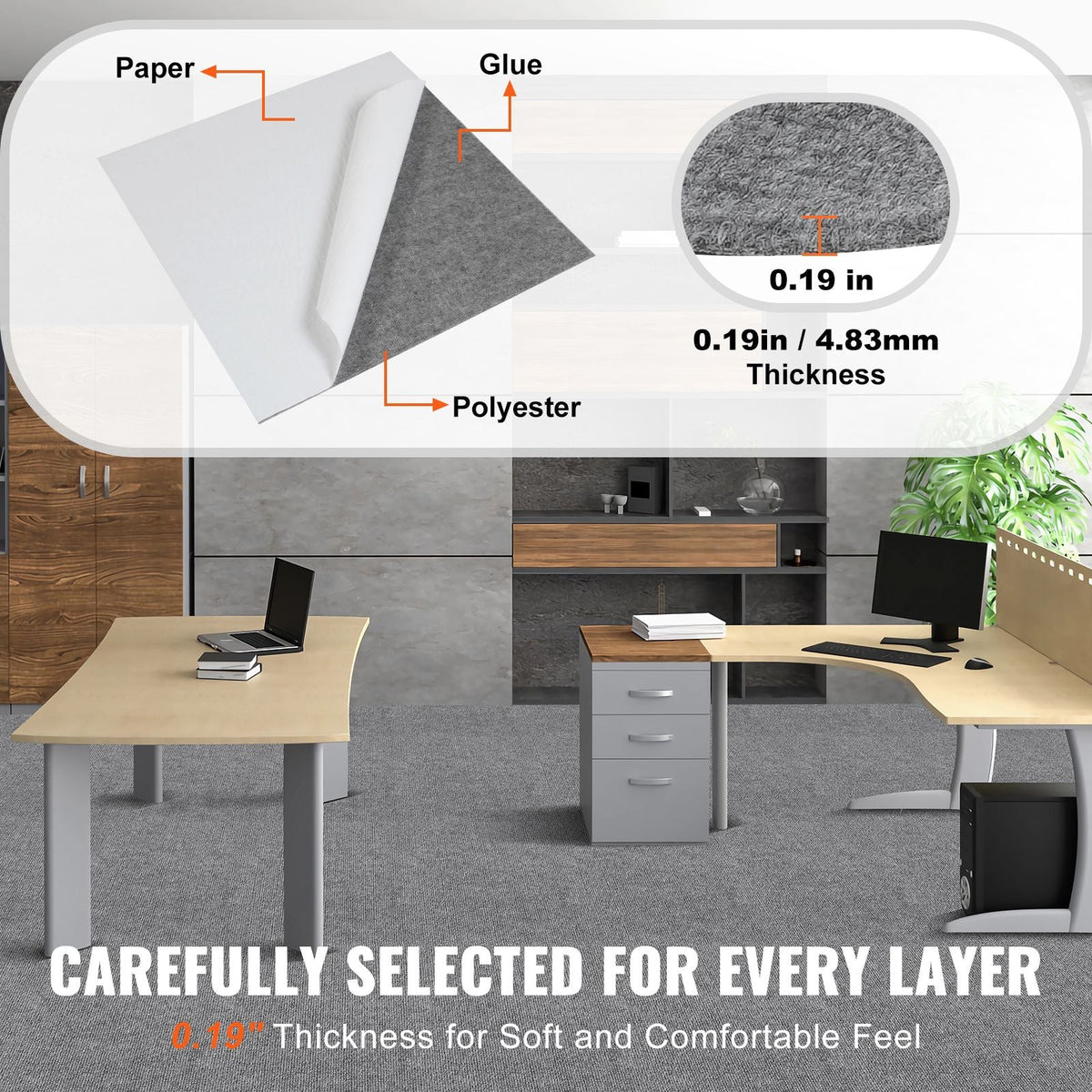 Carpet Tiles Peel and Stick, 24' x 24' Squares Self Adhesive Carpet Floor Tile, Soft Padded Carpet Tiles, Easy Install DIY for Bedroom Living Room Indoor Outdoor (9Tiles, Light Gray)