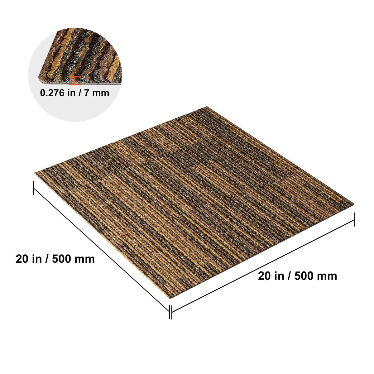 Carpet Tiles Reusable, 20"x 20"Carpet Squares With Padding Attached, Soft Padded Carpet Tiles, Easy Install DIY for Bedroom Living Room (12Tiles, Mixed Brown)