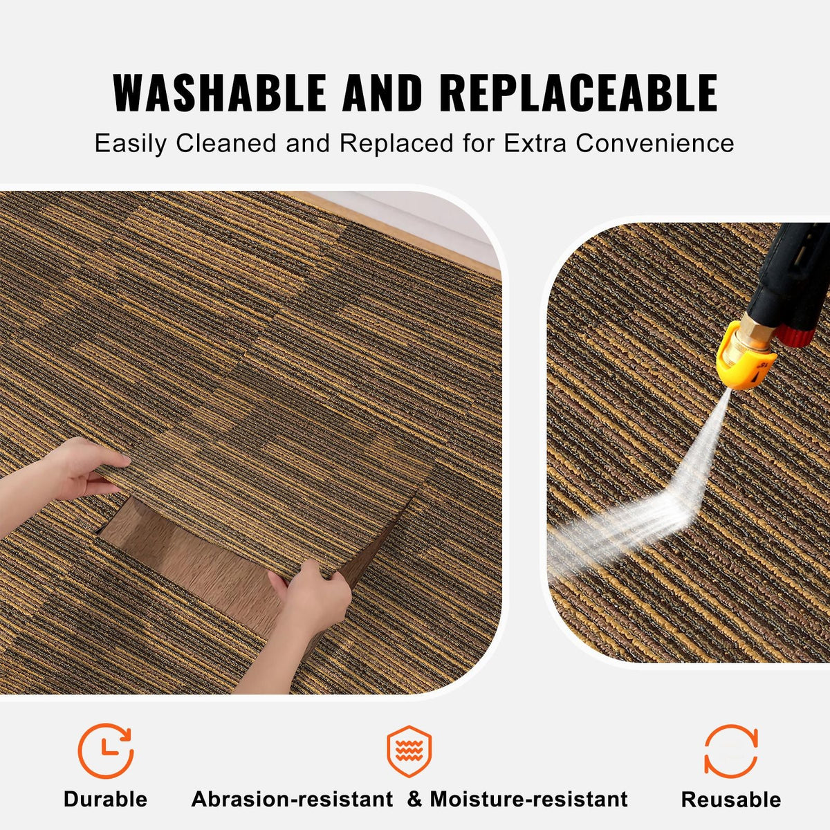 Carpet Tiles Reusable, 20"x 20"Carpet Squares With Padding Attached, Soft Padded Carpet Tiles, Easy Install DIY for Bedroom Living Room (12Tiles, Mixed Brown)