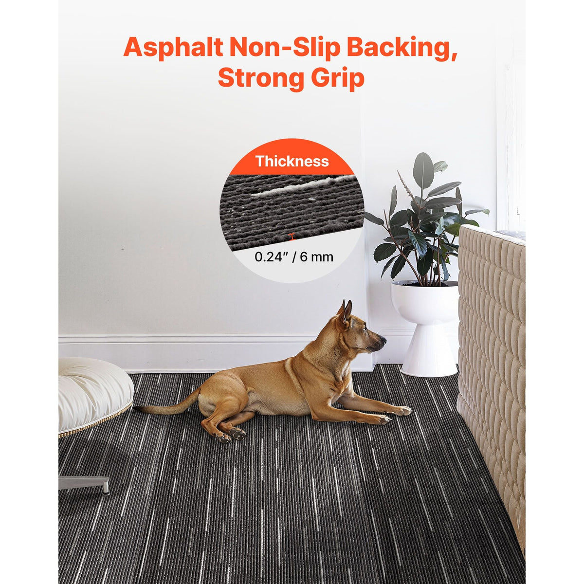 Carpet Tiles Reusable 24x24 inch, 24 PCS Modular Carpet Square Rug, Commercial Floor Soft Padded for Seamless Cover 96sq.ft, Easy DIY Replacement for Living Room Bedroom Office Indoor,Gray