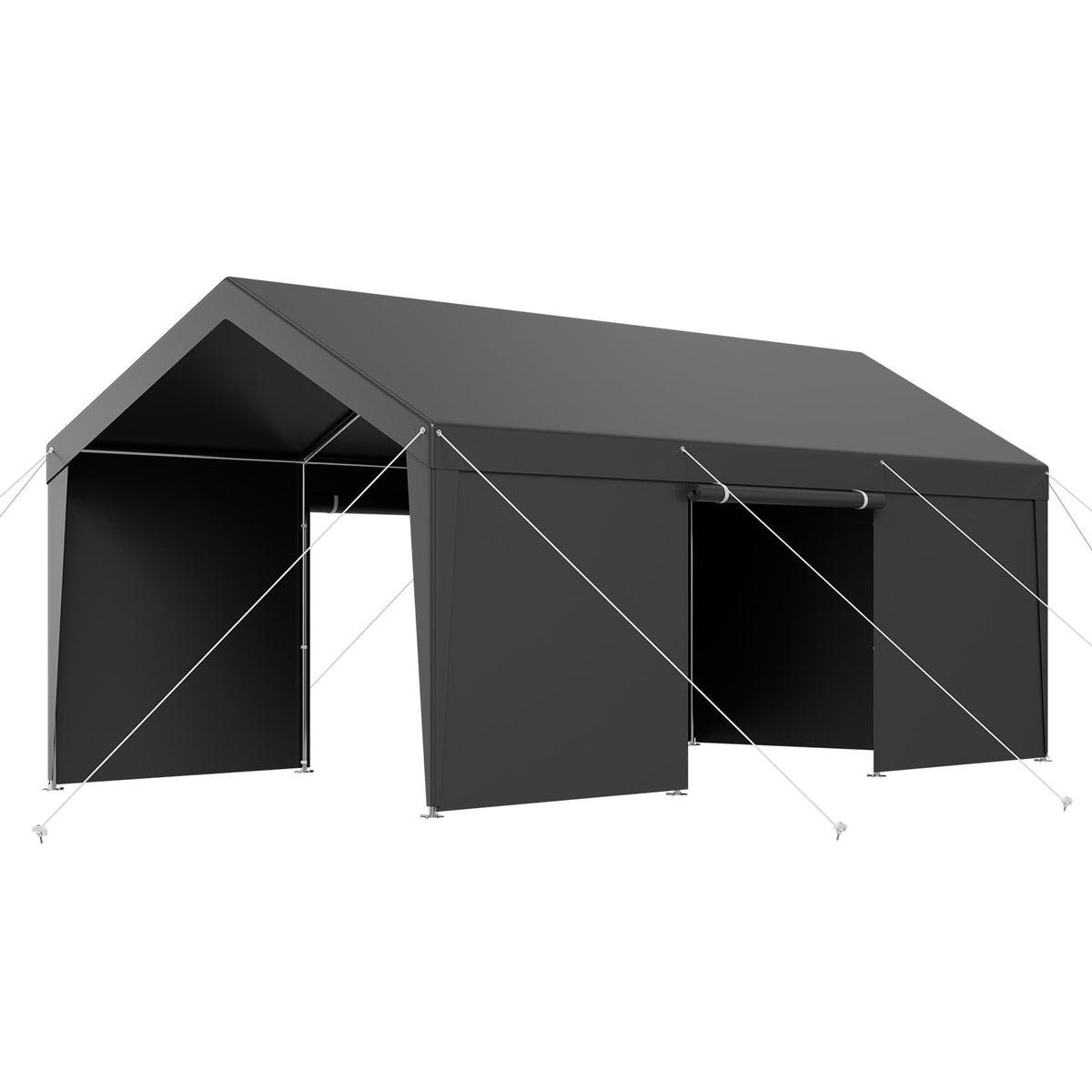 Carport, 10 x 20 FT Outdoor Car Canopy, Potable Carport with Removable Sidewalls & Door, Heavy Duty Car Shelter, UV-Resistant & Water-Resistant, All-Season Protection for Automobile Boat Grey