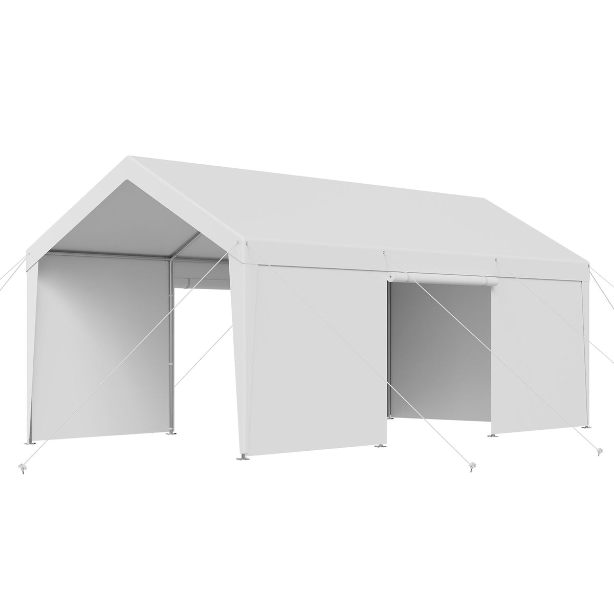 Carport, 10 x 20 FT Outdoor Car Canopy, Potable Carport with Removable Sidewalls & Door, Heavy Duty Car Shelter, UV-Resistant & Water-Resistant, All-Season Protection for Automobile Boat White
