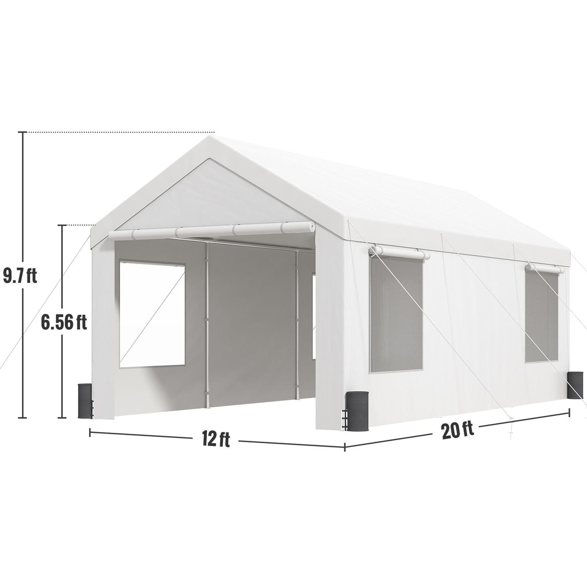 Carport, 12 x 20 ft Heavy Duty Car Canopy with Roll-up Ventilated Windows, Extra Large Portable Garage with Removable Sidewalls, Waterproof UV Resistant All-Season Tarp for SUV, Truck, Boat