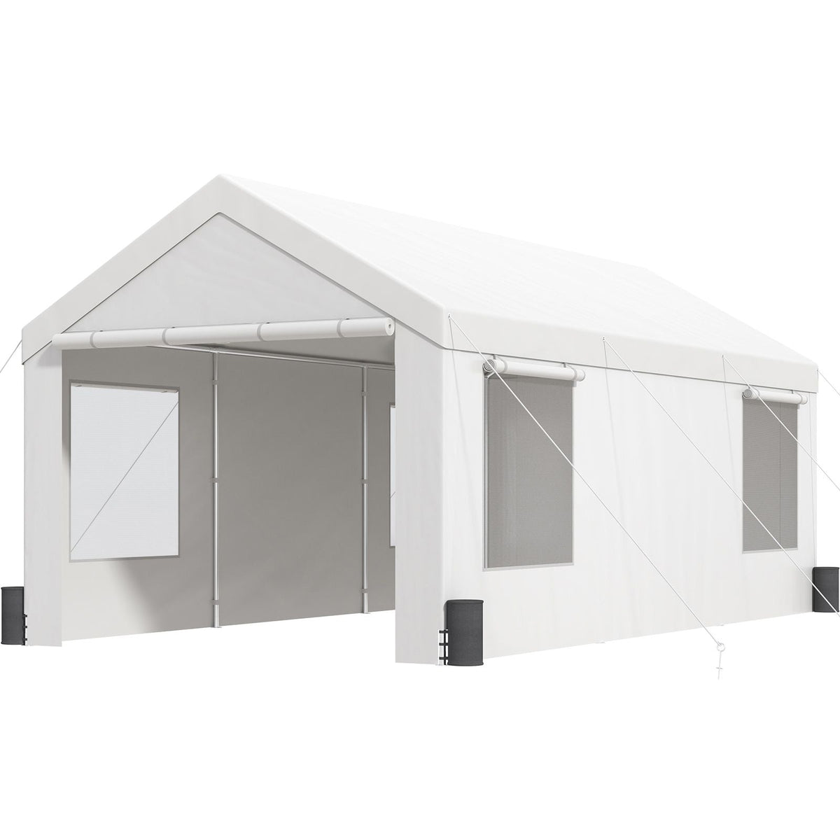 Carport, 12 x 20 ft Heavy Duty Car Canopy with Roll-up Ventilated Windows, Extra Large Portable Garage with Removable Sidewalls, Waterproof UV Resistant All-Season Tarp for SUV, Truck, Boat