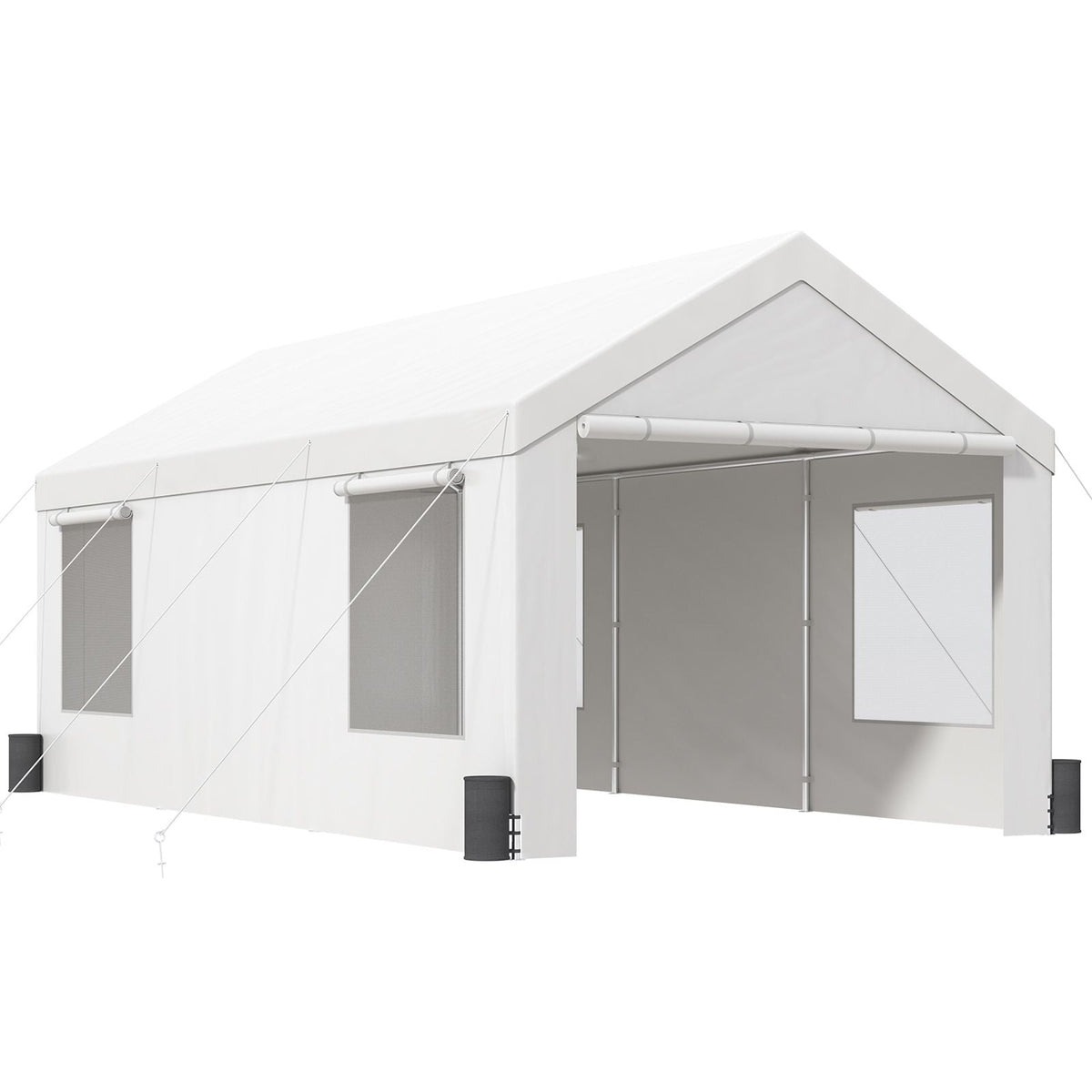 Carport, 12 x 20 ft Heavy Duty Car Canopy with Roll-up Ventilated Windows, Extra Large Portable Garage with Removable Sidewalls, Waterproof UV Resistant All-Season Tarp for SUV, Truck, Boat