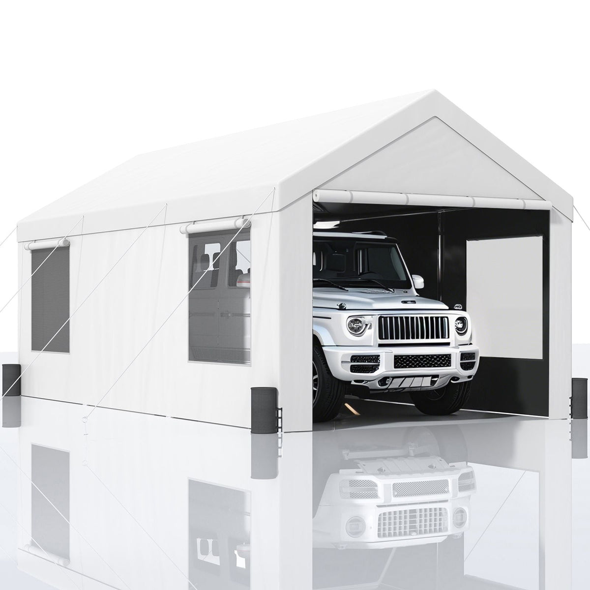 Carport, 12 x 20 ft Heavy Duty Car Canopy with Roll-up Ventilated Windows, Extra Large Portable Garage with Removable Sidewalls, Waterproof UV Resistant All-Season Tarp for SUV, Truck, Boat