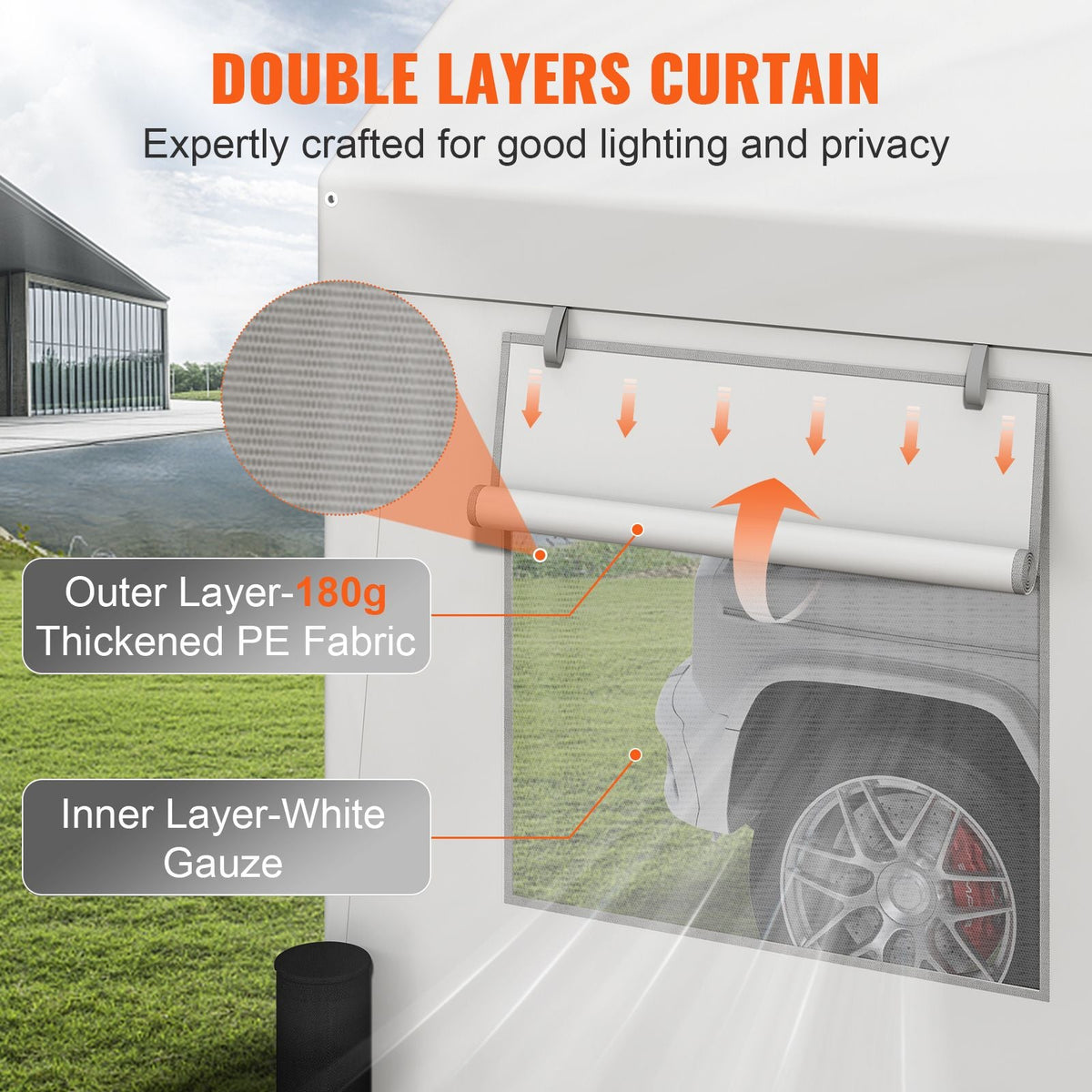 Carport, 12 x 20 ft Heavy Duty Car Canopy with Roll-up Ventilated Windows, Extra Large Portable Garage with Removable Sidewalls, Waterproof UV Resistant All-Season Tarp for SUV, Truck, Boat