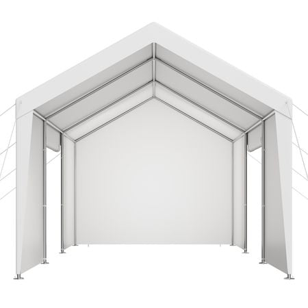 Carport, 12 x 20 FT Outdoor Car Canopy, Potable Carport with Removable Sidewalls & Door, Heavy Duty Car Shelter, UV-Resistant & Water-Resistant, All-Season Protection for Automobile Boat White