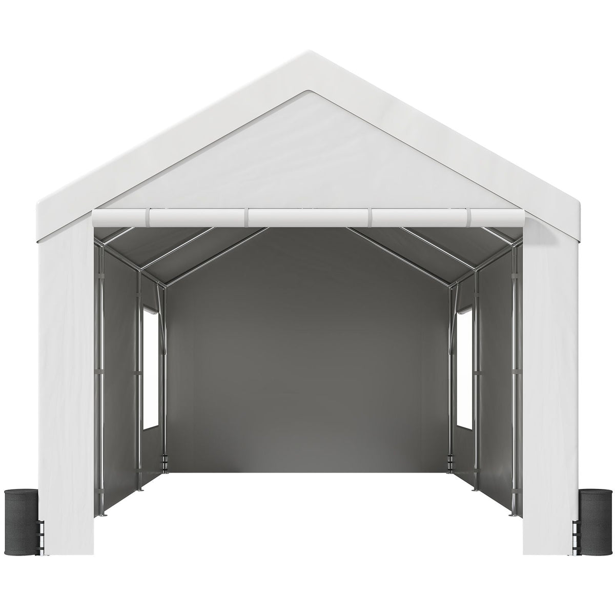 Carport, Heavy Duty 10x20ft Car Canopy, Outdoor Garage Shelter with Removable Sidewalls, Roll-up Ventilated Windows & Doors, UV Resistant Waterproof All-Season Tarp for Car, Truck, Boat, White