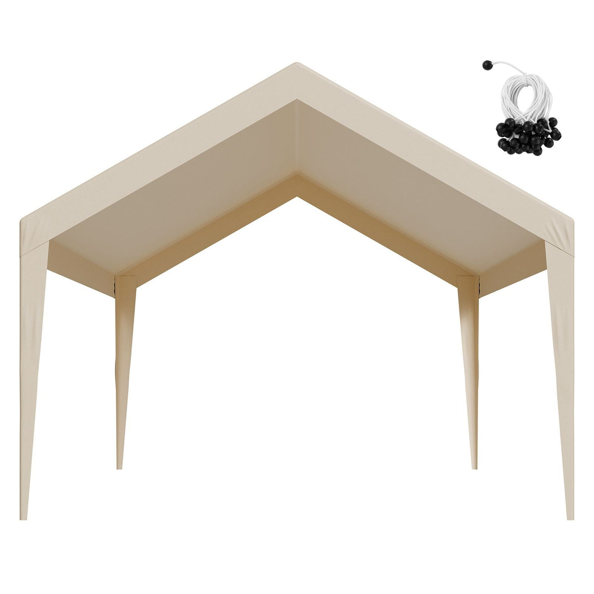 Carport Replacement Canopy, 12 x 20 ft Potable Garage Tent Top Tarp, UV-Resistant & Waterproof Car Shelter Tarp, Heavy Duty Car Port Cover with Ball Buggees, Beige, Frame Not Included