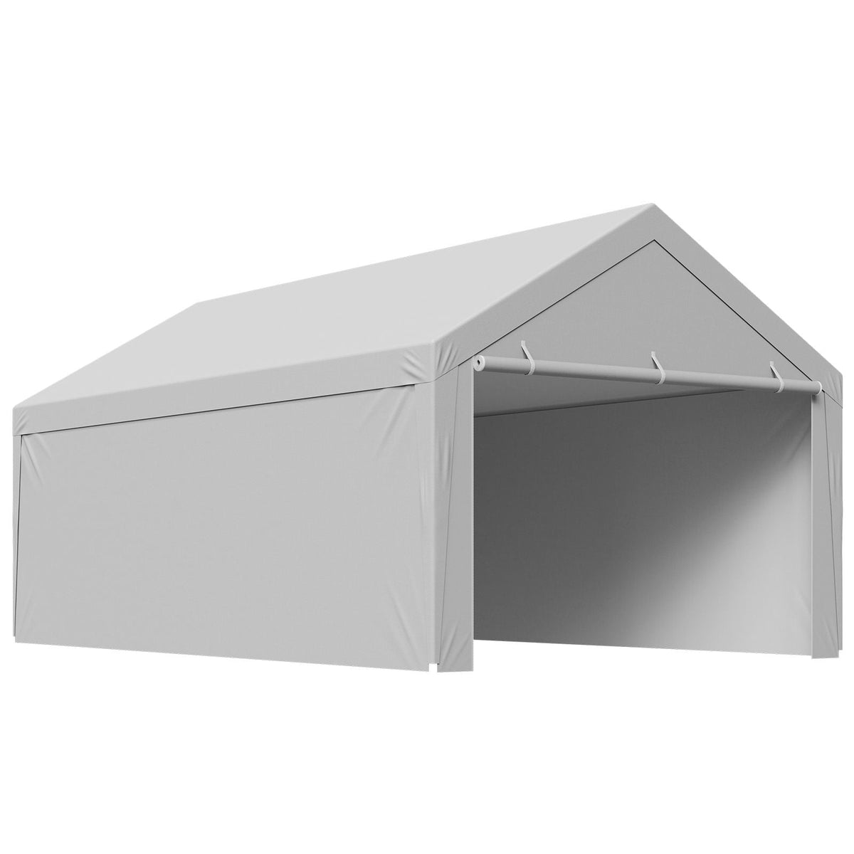Carport Replacement Canopy, 12 x 20 ft Potable Garage Tent Top Tarp with Sidewalls, UV-Resistant & Waterproof, Heavy Duty Car Shelter Tarp with Ball Buggees, Grey, Frame Not Included