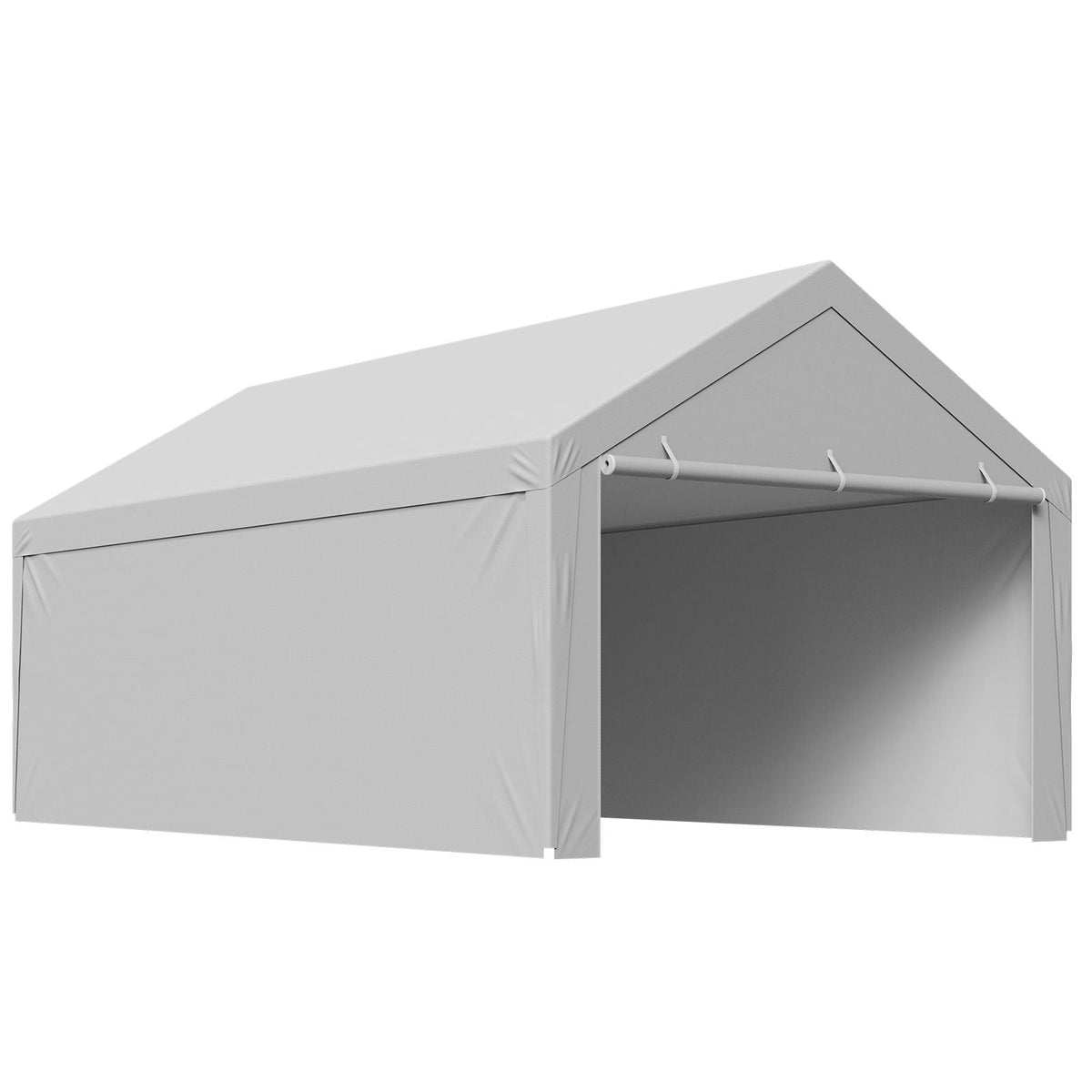 Carport Replacement Canopy, 12 x 20 ft Potable Garage Tent Top Tarp with Sidewalls, UV-Resistant & Waterproof, Heavy Duty Car Shelter Tarp with Ball Buggees, Grey, Frame Not Included