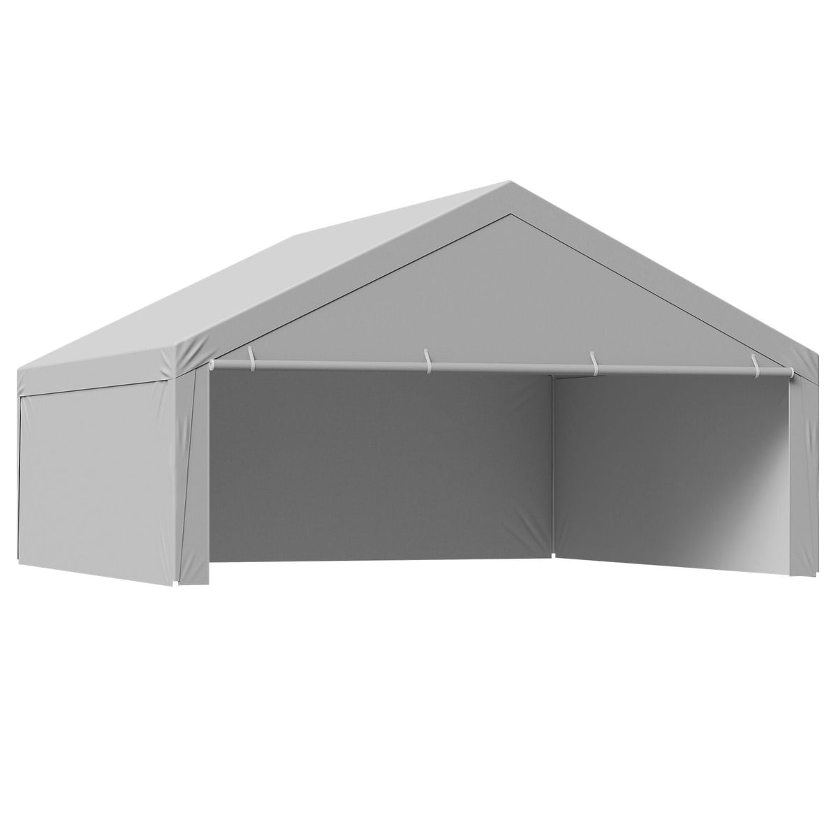 Carport Replacement Canopy, 20 x 20 ft Potable Garage Tent Top Tarp with Sidewalls, UV-Resistant & Waterproof, Heavy Duty Car Shelter Tarp with Ball Buggees, Grey, Frame Not Included