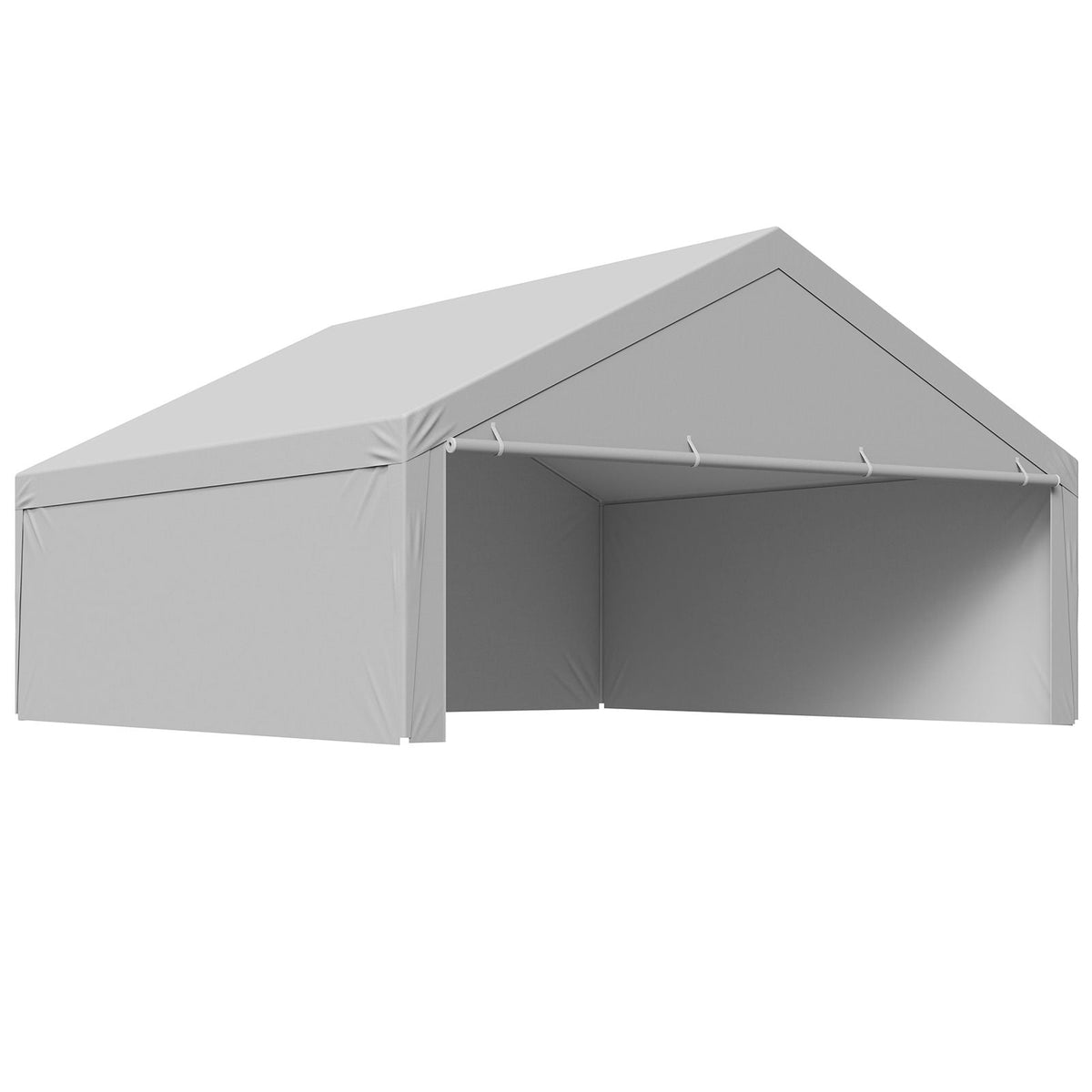 Carport Replacement Canopy, 20 x 20 ft Potable Garage Tent Top Tarp with Sidewalls, UV-Resistant & Waterproof, Heavy Duty Car Shelter Tarp with Ball Buggees, Grey, Frame Not Included