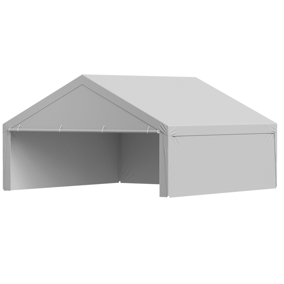 Carport Replacement Canopy, 20 x 20 ft Potable Garage Tent Top Tarp with Sidewalls, UV-Resistant & Waterproof, Heavy Duty Car Shelter Tarp with Ball Buggees, Grey, Frame Not Included