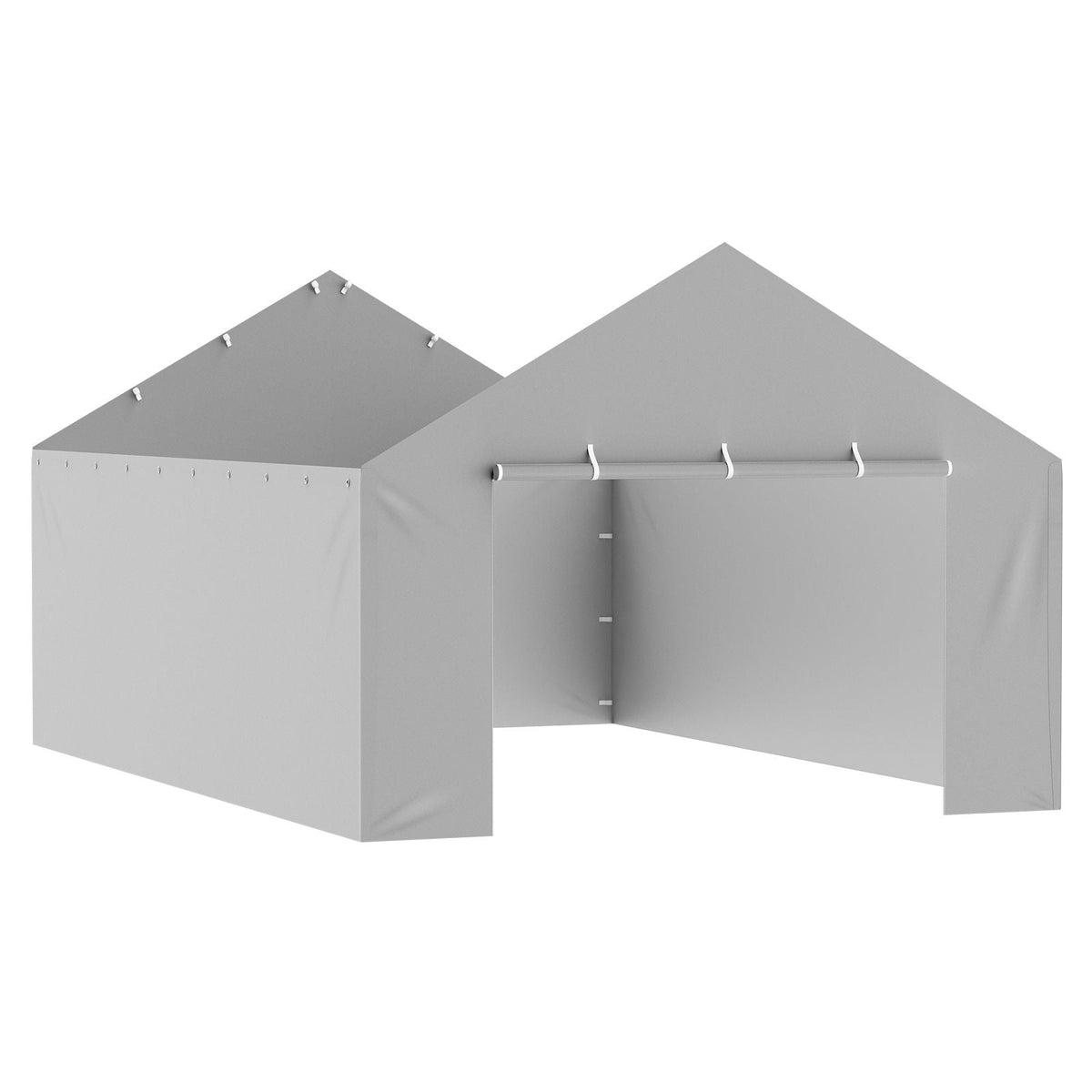 Carport Replacement Canopy Cover Side Wall 13 x 20 ft, Garage Tent Shelter Tarp Heavy-Duty Waterproof & UV Protected, Easy Installation with Ball Bungees,Grey (Top and Frame Not Included)
