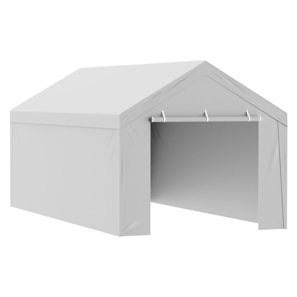 Carport Replacement Canopy Cover Top + Side Wall 10 x 20 ft, Garage Tent Shelter Tarp Heavy-Duty Waterproof & UV Protected, Easy Installation with Ball Bungees,Grey (Frame Not Included)
