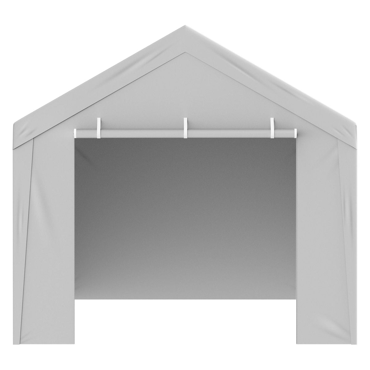 Carport Replacement Canopy Cover Top + Side Wall 10 x 20 ft, Garage Tent Shelter Tarp Heavy-Duty Waterproof & UV Protected, Easy Installation with Ball Bungees,Grey (Frame Not Included)