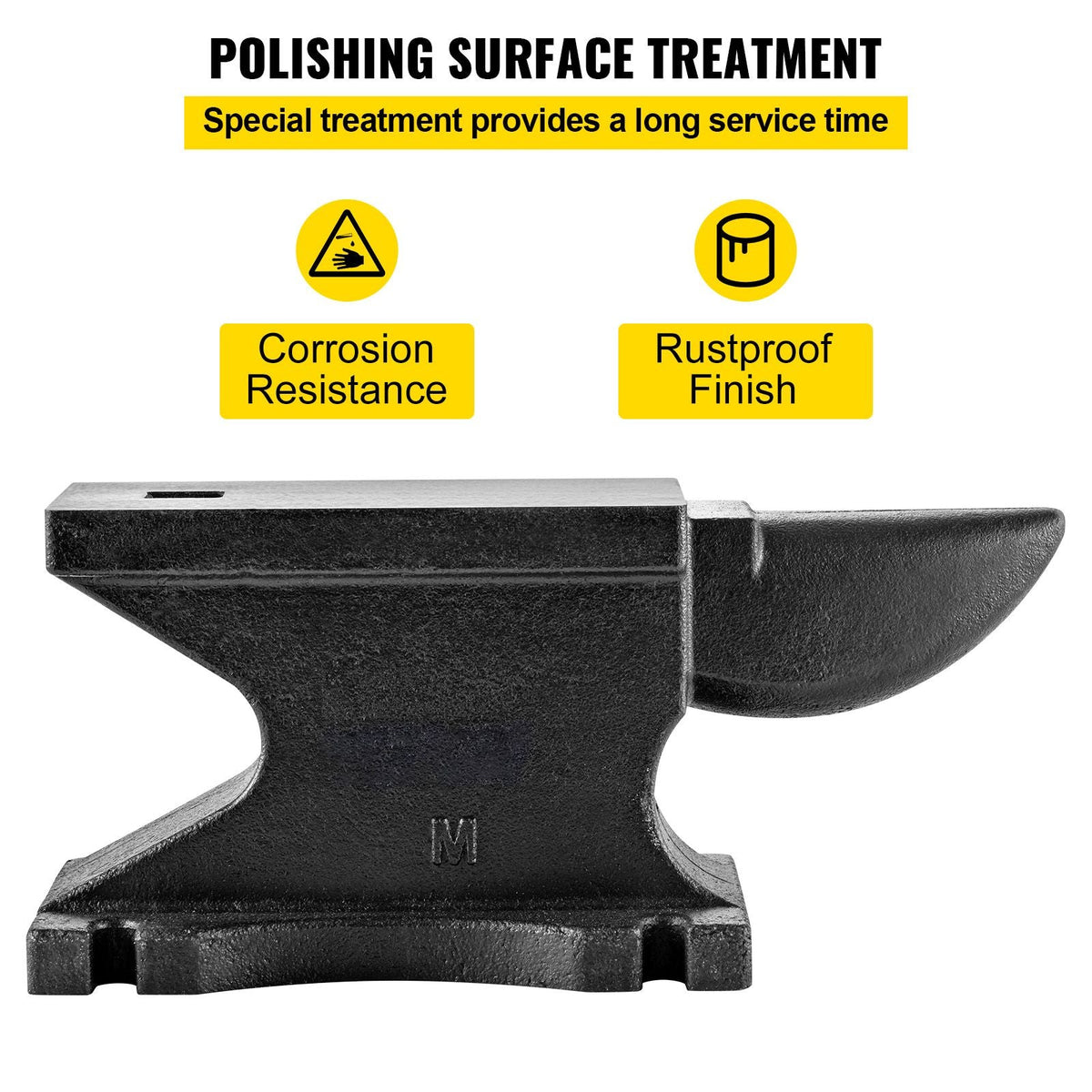 Cast Iron Anvil, 100 Lbs/45kg Single Horn Anvil, with 10.4 x 5 in Countertop and Stable Base, High Hardness Rugged Round Horn Anvil Blacksmith, for Shaping, Bending, Twisting