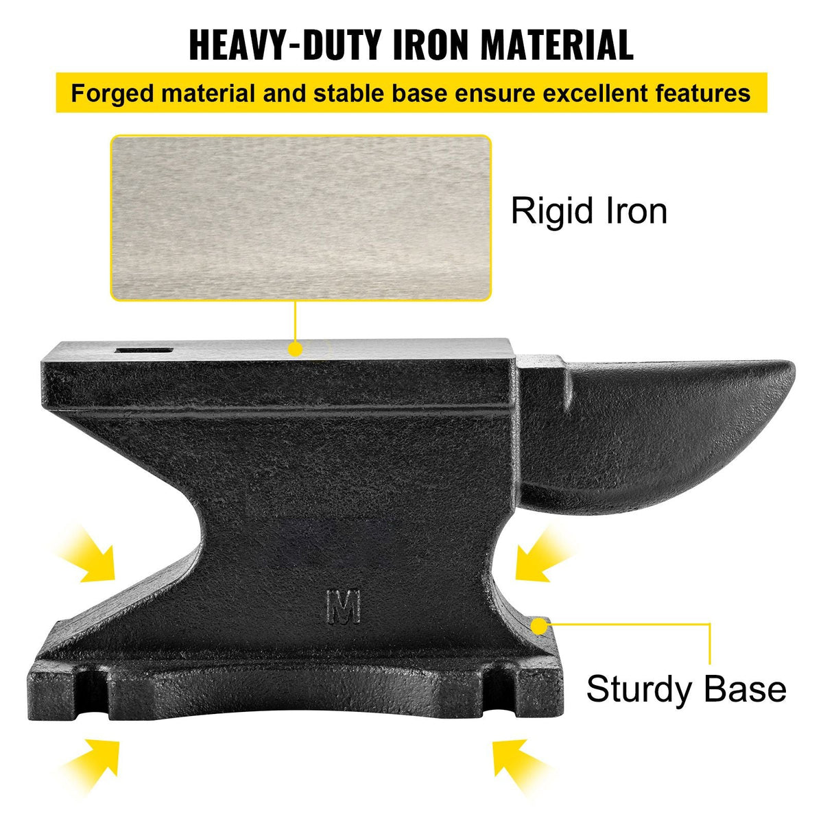 Cast Iron Anvil, 100 Lbs/45kg Single Horn Anvil, with 10.4 x 5 in Countertop and Stable Base, High Hardness Rugged Round Horn Anvil Blacksmith, for Shaping, Bending, Twisting