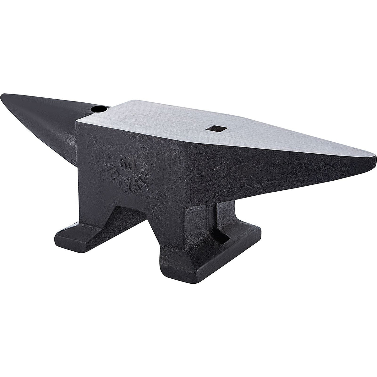 Cast Iron Anvil, 105 Lbs Single Horn Anvil with Large Countertop and Stable Base, High Hardness Rugged Round Horn Anvil Blacksmith, for Bending, Shaping