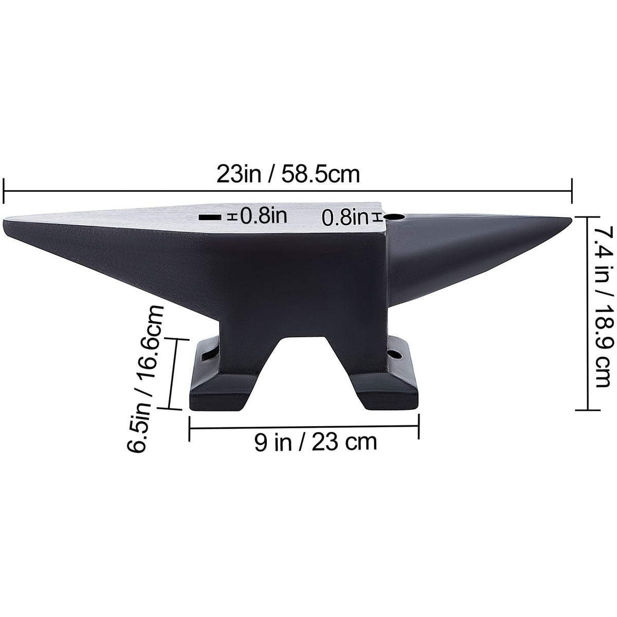 Cast Iron Anvil, 105 Lbs Single Horn Anvil with Large Countertop and Stable Base, High Hardness Rugged Round Horn Anvil Blacksmith, for Bending, Shaping