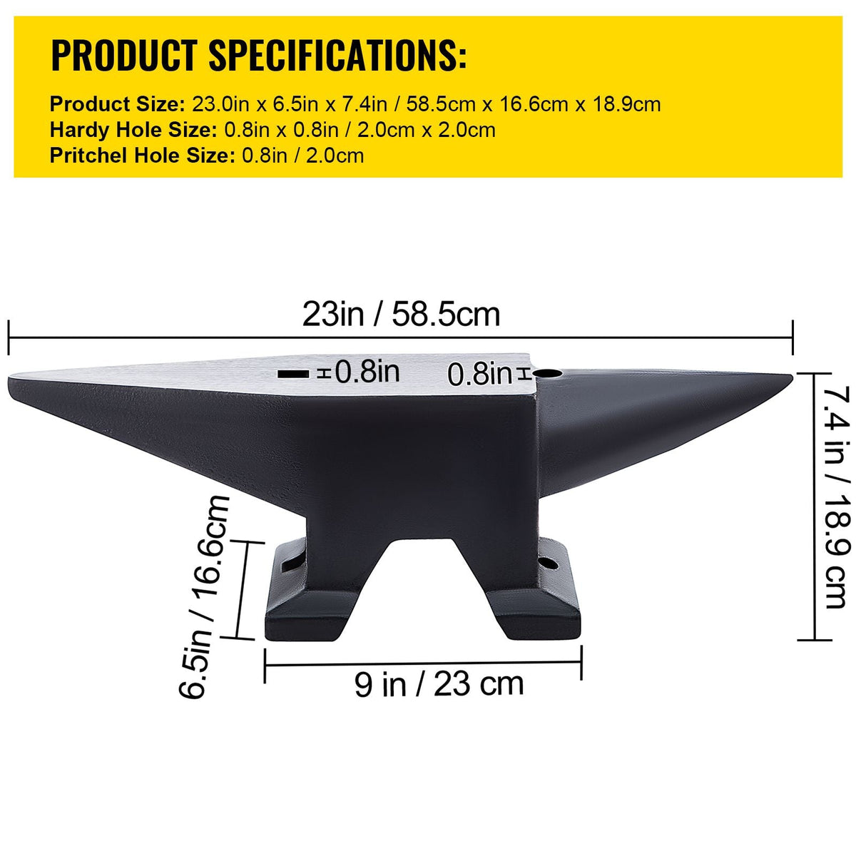 Cast Iron Anvil, 105 Lbs Single Horn Anvil with Large Countertop and Stable Base, High Hardness Rugged Round Horn Anvil Blacksmith, for Bending, Shaping