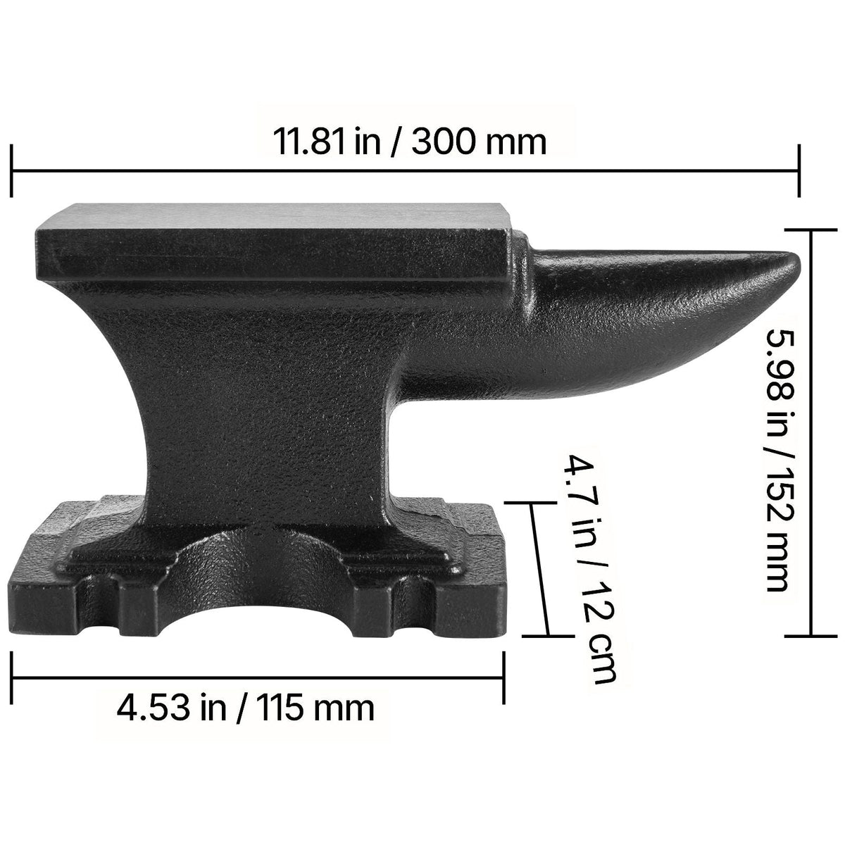 Cast Iron Anvil, 25 Lbs(11kg) Single Horn Anvil with 6.8 x 3.5 inch Countertop and Stable Base, High Hardness Rugged Round Horn Anvil Blacksmith, for Bending, Shaping