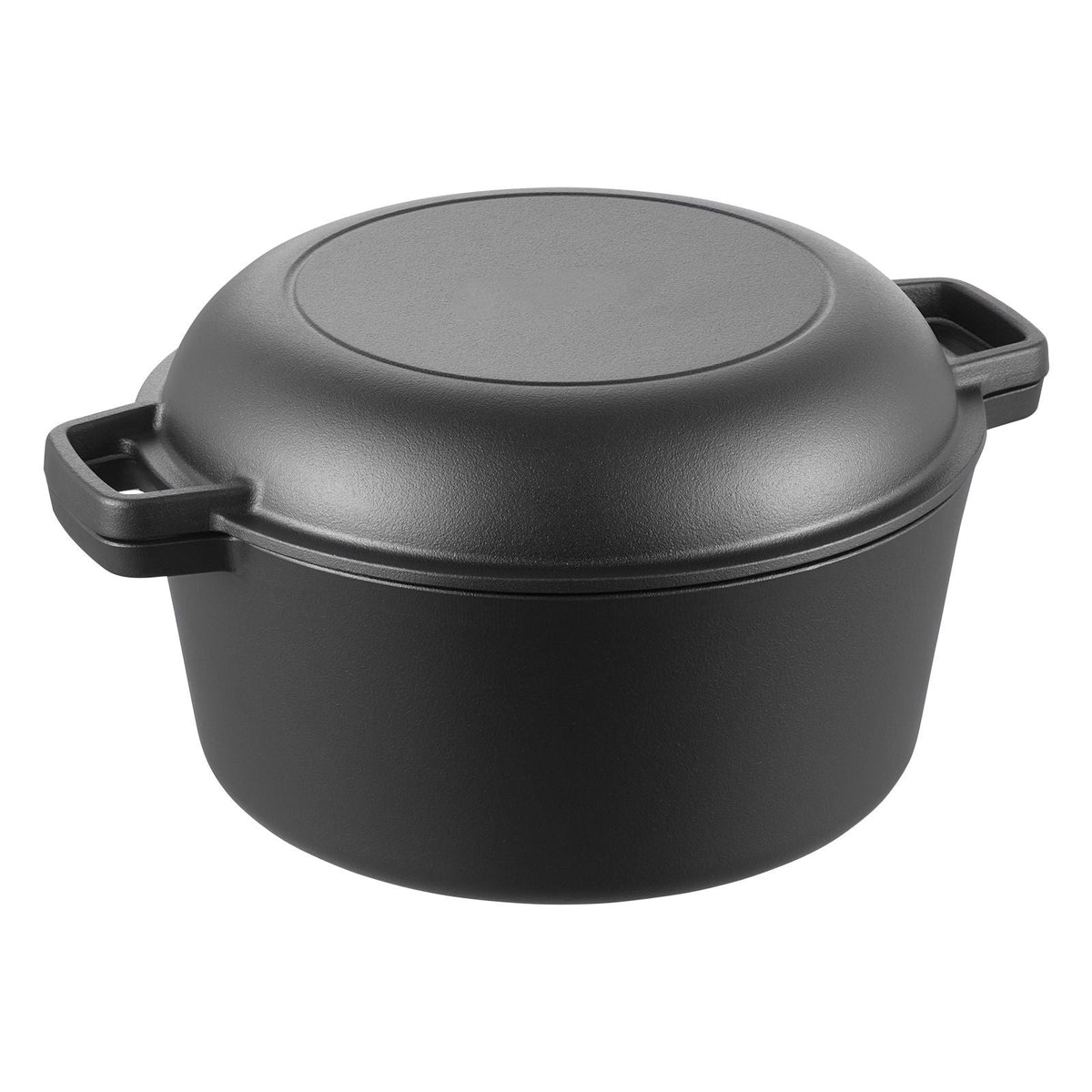 Cast Iron Dutch Oven, 2-in-1 Pre-Seasoned Pot with Skillet Lid, 5QT Cookware Pan with Proofing Basket, Bread Baking Accessories, Bread-Oven Compatible 500Fahrenheit