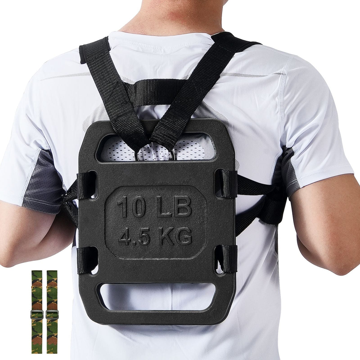 Cast Iron Ruck Weights, 10LB Pair Ruck Plate, Weighted Weights for Rucking, Adjustable Ruck Plate with Straps, for Rucking, Swings, Squat, Strength Training, Weightlifting, Fitness Workout