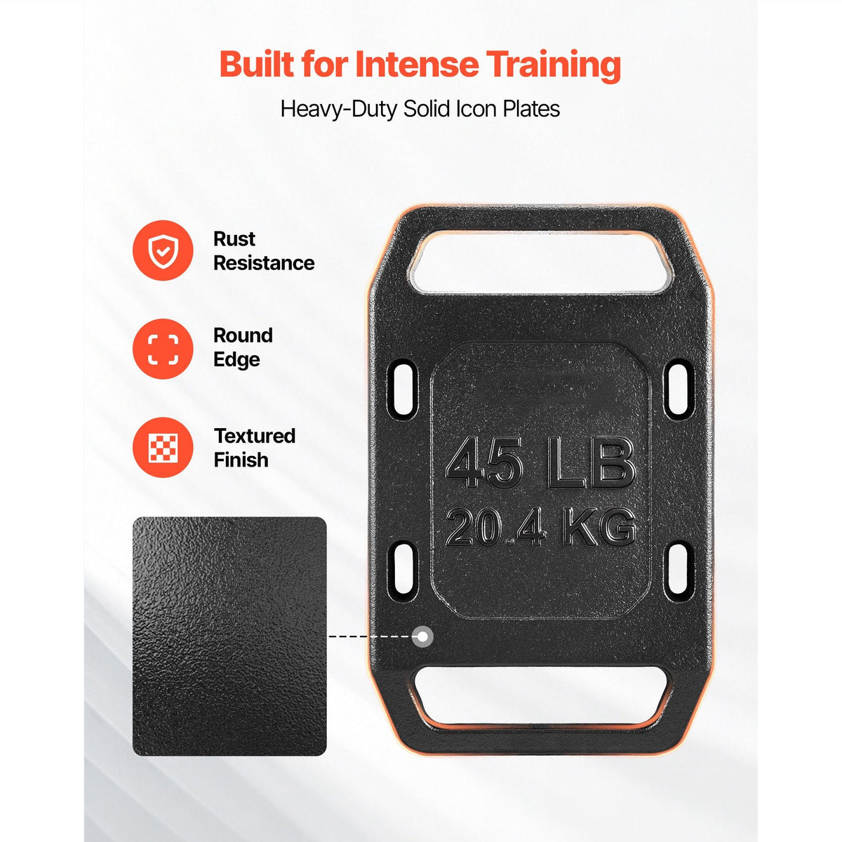 Cast Iron Ruck Weights for Backpack, 45LB Single Ruck Plate, Weight Plate with Smooth Handle, Textured Finish for Rucking, Hiking, Swings, Strength Training, Weightlifting, Fitness Workout